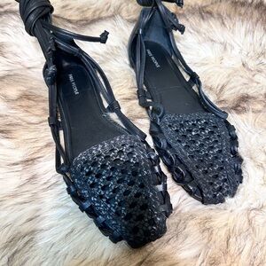 Free People Woven Leather Lace-Up Sandals